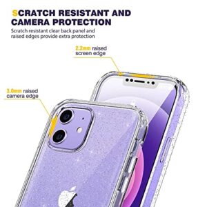 Diaclara Designed for iPhone 12/12 Pro Case, Full Body Rugged Case with Built-in Touch Sensitive Anti-Scratch Screen Protector, Soft TPU Bumper Case for iPhone 12/12 Pro 6.1" (Clear Glitter)