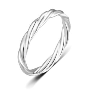 boruo 925 sterling silver ring, twisted eternity infinity band stackable ring size 8