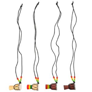 exceart 4pcs musical instrument necklaces pendant miniature african drum djembe drummer musician percussion jewelry drum player band