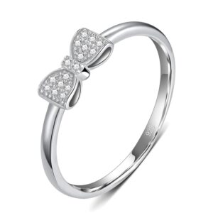 boruo 925 sterling silver ring, classic bow forever love knot promise rings cubic zirconia cz wedding band size 5