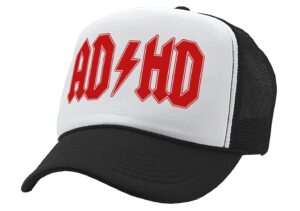 ad-hd - funny science joke music - vintage retro style trucker cap hat (black)