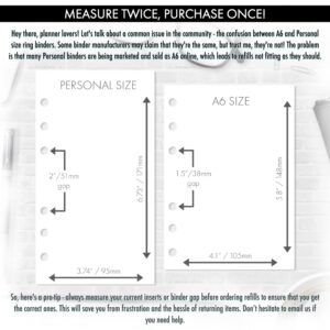 Personal size Contacts Address Book Planner Insert Refill, 3.74 x 6.73 inches, Pre-Punched for 6-Rings to Fit Filofax, LV MM, Kikki K and Other Binders, Choose Quantity