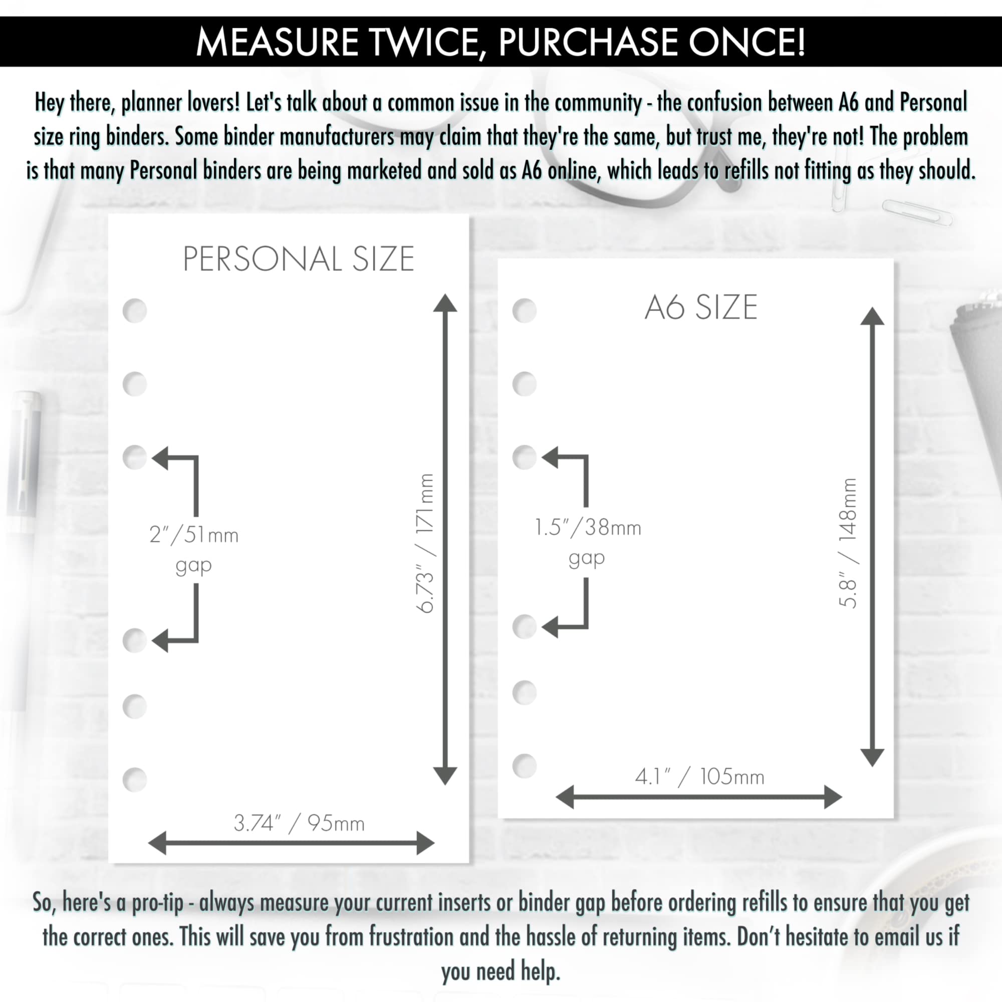 Personal size Contacts Address Book Planner Insert Refill, 3.74 x 6.73 inches, Pre-Punched for 6-Rings to Fit Filofax, LV MM, Kikki K and Other Binders, Choose Quantity