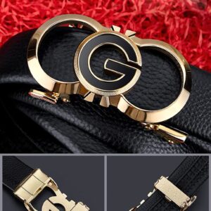 VANNANBA Leather ratchet Belts for Men Automatic Buckle Casual Work Dress Belt with Gift Box