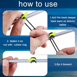 21 Pieces Fishing Rod Hook Holder Fishing Lure Bait Keeper with 3 Size Elastic Rubber Rings for Fishing Tackle Worm Saltwater (Multicolor)