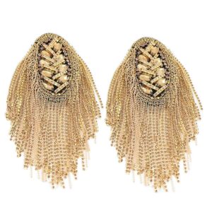 tassel shoulder epaulets rhinestone epaulettes gold blazer shoulder epaulete costumes suit shoulder prooch pin badge for mem women gold by pair