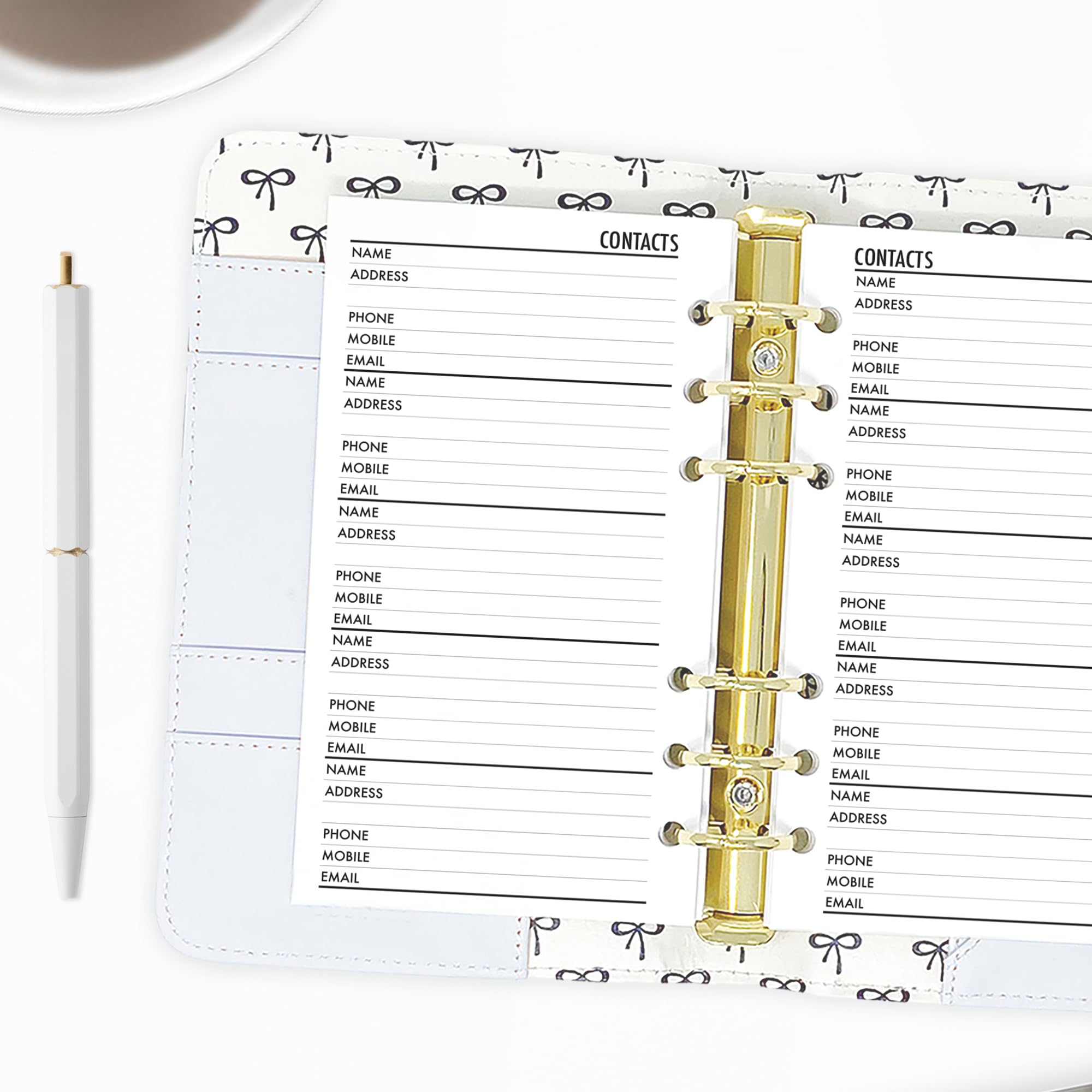 Personal size Contacts Address Book Planner Insert Refill, 3.74 x 6.73 inches, Pre-Punched for 6-Rings to Fit Filofax, LV MM, Kikki K and Other Binders, Choose Quantity