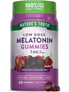 nature's truth melatonin gummies | 1mg | 60 count | cherry pomegranate flavor | vegan, non-gmo & gluten free supplement