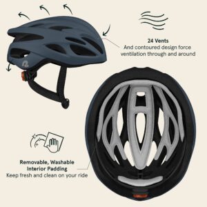 Retrospec Silas Adult Bike Helmet with Light for Men & Women - Lightweight, Comfortable, Matte Graphite