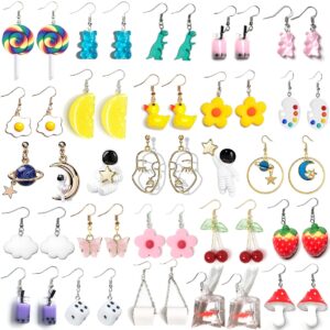 24 pairs weird cute cool aesthetic earrings alt accessories kawaii indie funky y2k quirky crazy funny novelty silly weirdcore creative packs jewelry set multipack for women