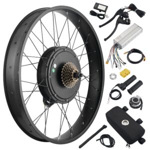 AW Electric Bike Conversion Kit 26" Rear Wheel 48V 1500W EBike Conversion Kit for 4" Fat Tire Cycling Hub Motor W/LCD & PAS System Twist Throttle