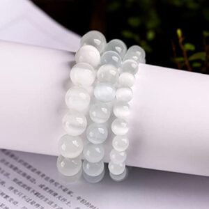 COLORFUL BLING Natural Powerful Selenite Bracelet Healing Crystal Energy Stone Concentration Spirituality Handmade Fashion Jewelry Gift for Women- 8mm