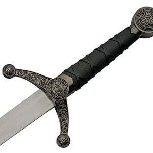 16" Silver Spear-Point Replica Medieval Celtic Knot Knife with Scabbard