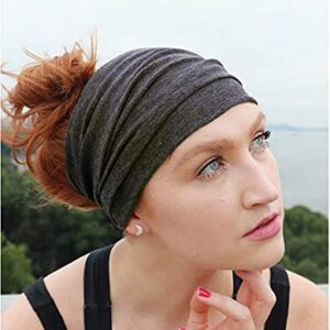 Wide Headbands for Women Black Stylish Head Wraps Boho Thick Hairbands Large African Sport Yoga Turban Headband Hair Accessories (Pack of 4)