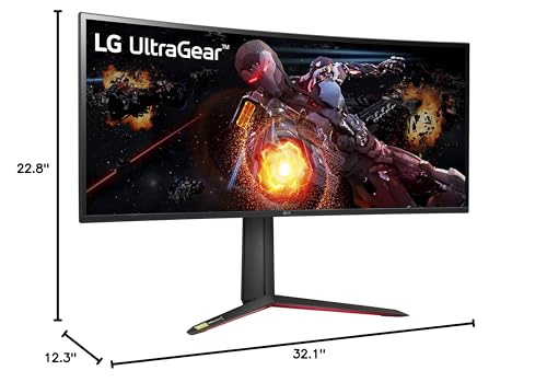 LG 34GP950G-B 34 Inch Ultragear QHD (3440 x 1440) Nano IPS Curved Gaming Monitor with 1ms Response Time and 144HZ Refresh Rate and NVIDIA G-SYNC Ultimate with Tilt/Height Adjustable Stand - Black