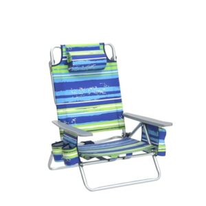 Giantex Beach Chair 2-Pack Sling Camping / Sunbathing Chairs with 5 Adjustable Position, Head Pillow, Storage Bag, Towel Bar, Cup Holders, Folding Fishing Backpack Lawn Chairs