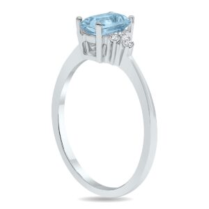 SZUL Aquamarine and Diamond Regal Ring in 10K White Gold