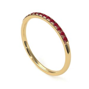 Gemsonclick New Year's Gifts Jewelry mom Gift Hand Made Thin Rings Created Ruby 18K Gold Plated February Birthstone Jewelery Size 6