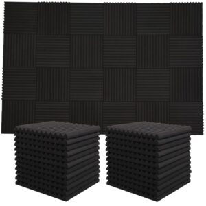 24 Pack 12'' x 12'' x 1'' Acoustic Foam High Density Sound Insulation Proofing Sponge Absorption Flame Retardant Panel Soundproof Wall Panels for Home Studio