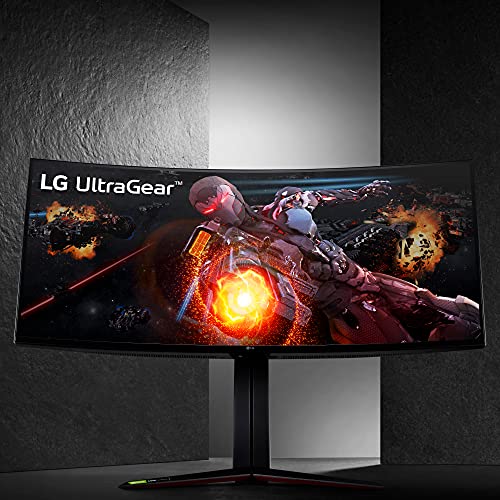 LG 34GP950G-B 34 Inch Ultragear QHD (3440 x 1440) Nano IPS Curved Gaming Monitor with 1ms Response Time and 144HZ Refresh Rate and NVIDIA G-SYNC Ultimate with Tilt/Height Adjustable Stand - Black