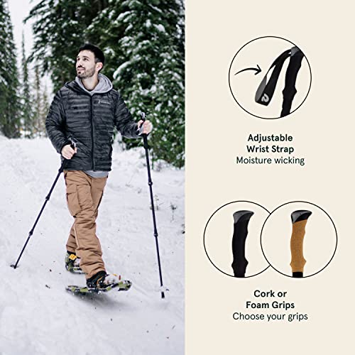 Retrospec Solstice Hiking Poles for Men & Women - Adjustable and Collapsible Lightweight Walking & Trekking Sticks - Aluminum w/Cork or Foam Grip