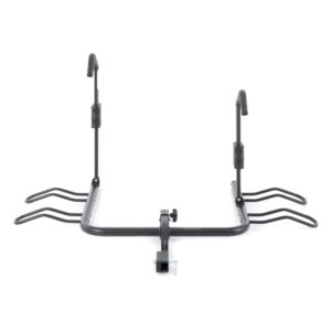 Rockland Steel U Shaped Hitch Mounted Bicycle Rack Travel Carrier with Receiver Adapter and Shock Absorption for Trucks, SUVs, and RVs, Holds 2 Bikes