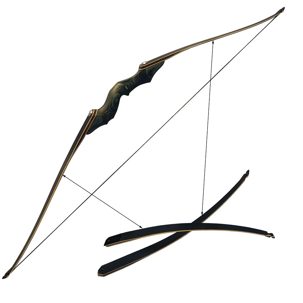 ZSHJGJR 60 Inch Black Hunter Taken Down Longbow Limbs Replacement Bow Limbs Only for Right Handed and Left Handed 30lbs-60lbs (right hand, 35lbs)