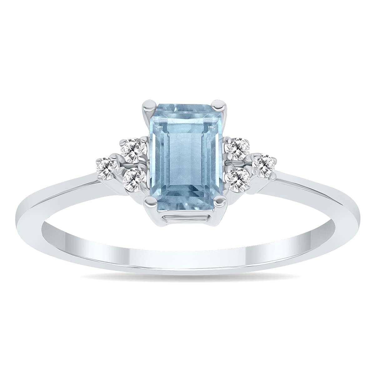 SZUL Aquamarine and Diamond Regal Ring in 10K White Gold