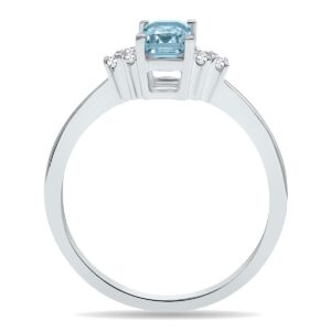 SZUL Aquamarine and Diamond Regal Ring in 10K White Gold