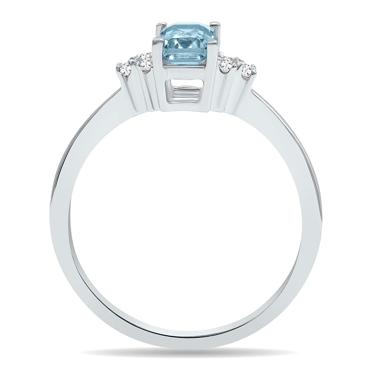 SZUL Aquamarine and Diamond Regal Ring in 10K White Gold