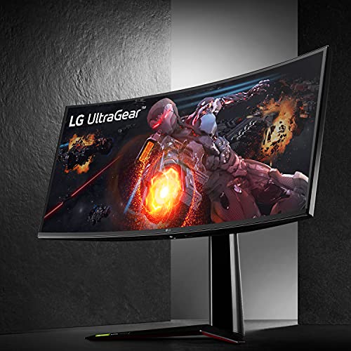 LG 34GP950G-B 34 Inch Ultragear QHD (3440 x 1440) Nano IPS Curved Gaming Monitor with 1ms Response Time and 144HZ Refresh Rate and NVIDIA G-SYNC Ultimate with Tilt/Height Adjustable Stand - Black