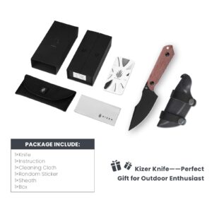 Kizer/Maverick Customs Harpoon Fixed-blade Knife D2 Blade with Red Micarta Handle - 1040E1