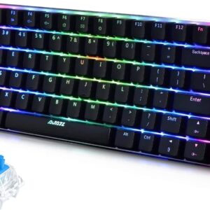 LexonElec RGB LED Backlit Wired Mechanical Gaming Keyboard,AK33 82 Keys Compact Metal Panel Computer Keyboard with 20 Lighting Effect Modes for Windows PC Gamers(RGB Black Switch)