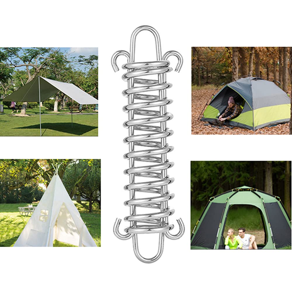 BRYHZKCM 4Pcs Tent Fixed Buckle Wind Rope Buckle Steel Fixed Buckle Tent Wind Spring for Camping Hiking,Chrome Plated Spring for Hammock Chair