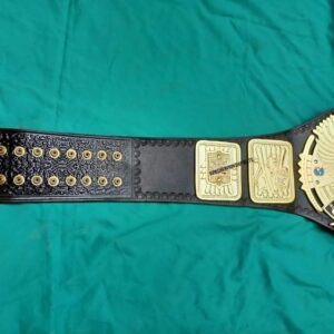 BIG EAGLE Block Logo Championship Wrestling Belt Real Leather Adult Size Belt (2MM BRASS),Multi & Black