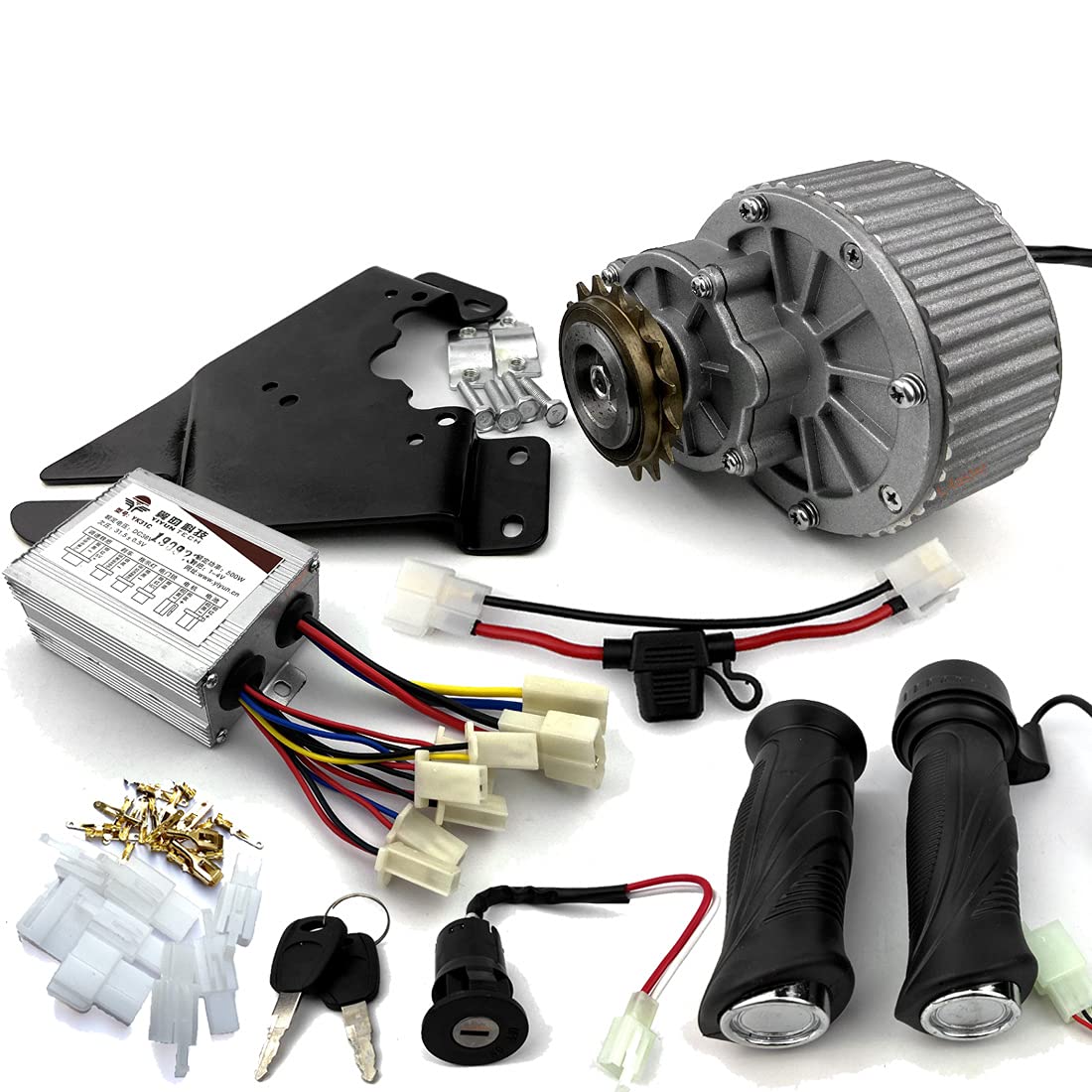 L-faster Freewheel 36V 450W Electric Bike DC Motor Electric Scooter Motor Electric Bicycle Conversion Kit Gear Reduction Motor DIY Ebike (24V 450W kit)