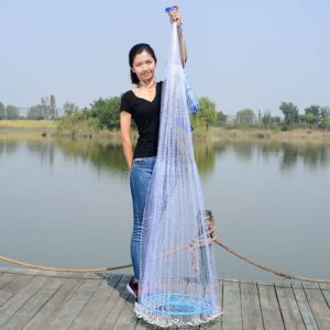 BBGS High Strength Fishing Cast Net, Fly Cast Net Fishing Tools, Hand Throw Cast Net, 360/420/480/540cm Fishing Casting Net (Size : 5.4m)