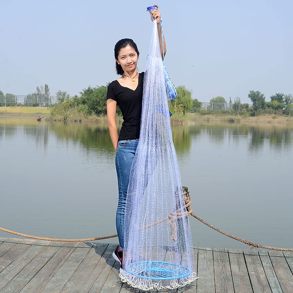 BBGS High Strength Fishing Cast Net, Fly Cast Net Fishing Tools, Hand Throw Cast Net, 360/420/480/540cm Fishing Casting Net (Size : 5.4m)