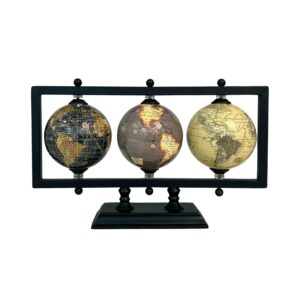 rely+ set of 3 4'' earth globe for desk office decor world globe sturdy metal stand (not plastic!) - rotating desktop globe for geographic home table gift for adult book shelf world landscape