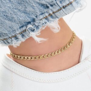 Barzel 18K Gold Plated Pave Curb Anklet for Women, 10 Inches - Made In Brazil