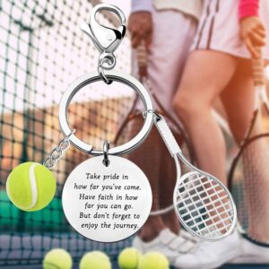 BNQL Tennis Keychain Gifts for Tennis Players Tennis Team Gifts for Tennis Lover Tennis Balls Keychain (silver)