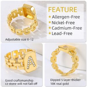 GOLDCHIC JEWELRY S Ring, Gold Rings for Women Letter Resizable Rings Gold Pinky Rings for Women Stackable Thick Initial Thumb Finger Rings