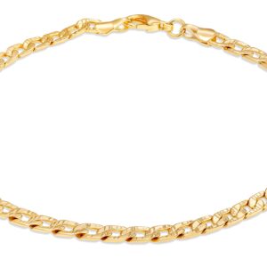 Barzel 18K Gold Plated Pave Curb Anklet for Women, 10 Inches - Made In Brazil