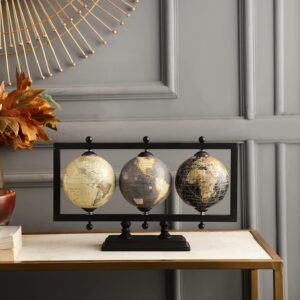 Rely+ Set of 3 4'' Earth Globe for Desk Office Decor World Globe Sturdy Metal Stand (NOT PLASTIC!) - Rotating Desktop Globe For Geographic Home Table Gift for adult Book Shelf World Landscape