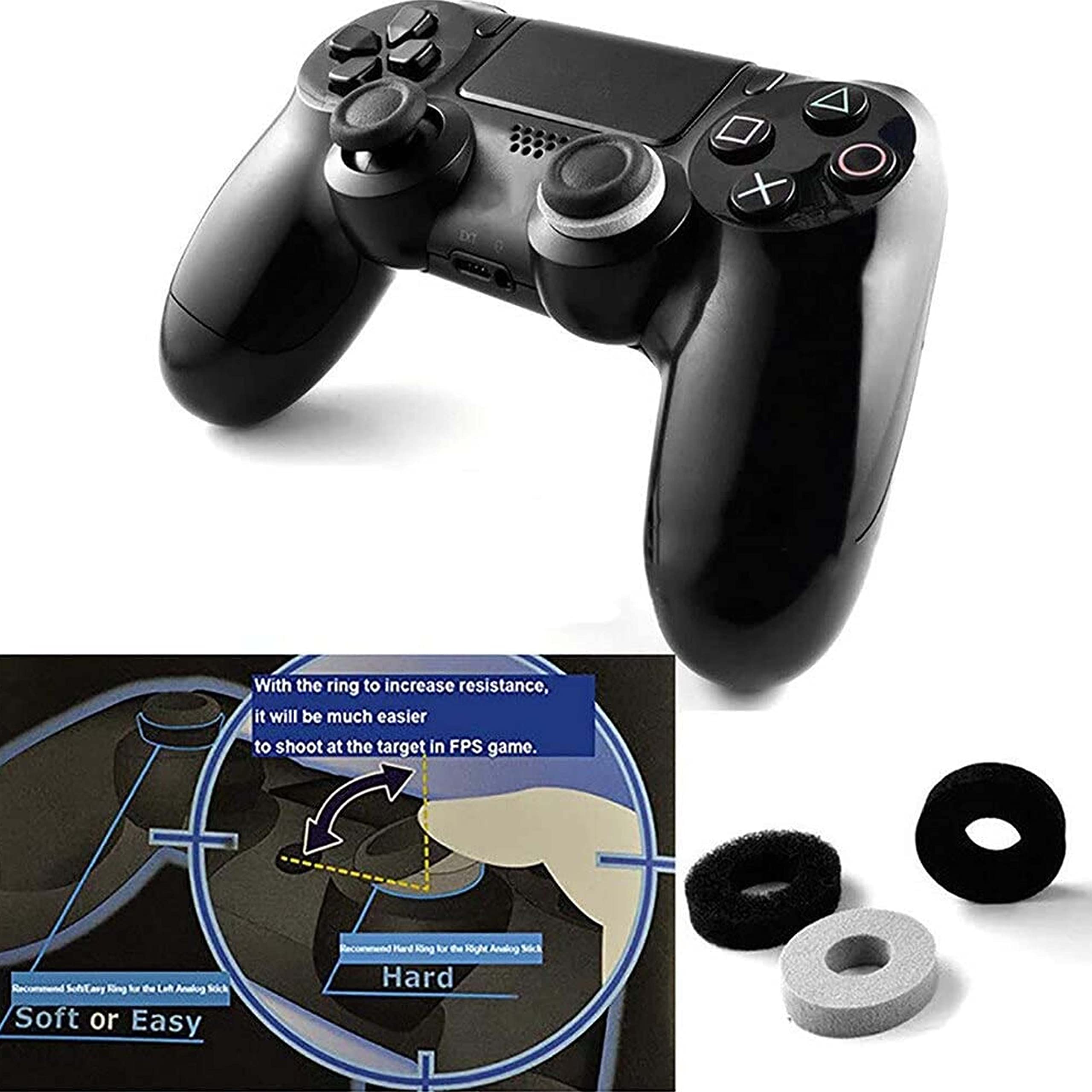 Generic Aim Assist or Precision Rings for PlayStation 5 (PS5), PS4, Xbox Series S/X, Xbox One, Nintendo Switch Pro and Scuf Controller Foam, black & grey.