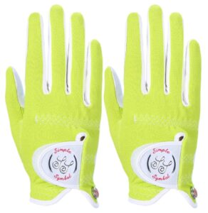 simple symbol women's raingrip golf glove two pack,hot wet weather comfort,（two left hands or two right hands or one pair） four colors to choose from pink/purple/white/green(green,s,right)