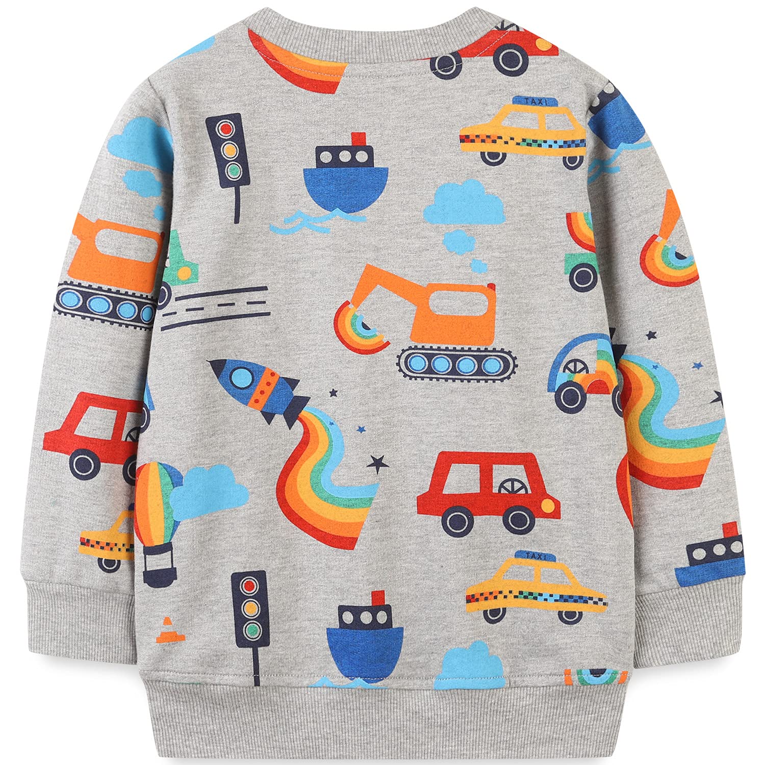 Funnymore Baby Boy's Crewneck Sweatshirt Clothes,Long Sleeve Shirt Top Outfits Grey Excavator 2t