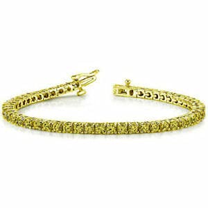 om jewellers 14k yellow plated 8.22ct fancy yellow canary diamond women's tennis bracelet 7.5"