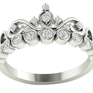 1 1/2 CT Round Shape White Cubic Zirconia Queen Crown Engagement Wedding Ring in 14K White Gold Plated 925 Sterling Silver (1.50 Cttw) Ring Size - 4.5