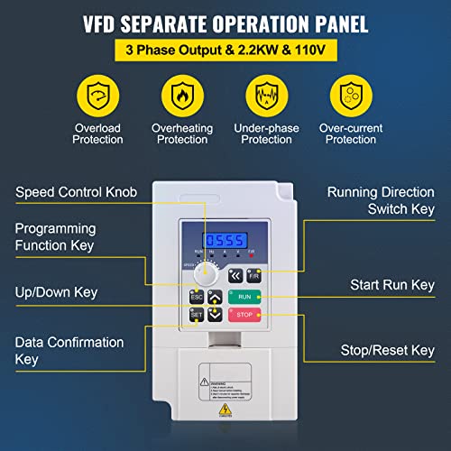 VEVOR VFD CNC Spindle Motor Kits 110V CNC Spindle Motor Kits 2.2KW Water Cooled Spindle Motor 400HZ 24000RPM VFD 3HP Water Pump 80W Water Pipe 6m&13pcs Collet CNC Kit&20pcs Mill Bits for CNC Engraver